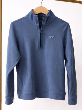 Vineyard Vines Boys Size 7 Blue Quarter Zip Pullover Whale Logo